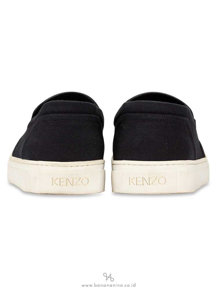 KENZO Skate Tiger Canvas Slip On Sneakers Black Sz 41