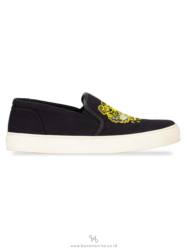 KENZO Skate Tiger Canvas Slip On Sneakers Black Sz 41