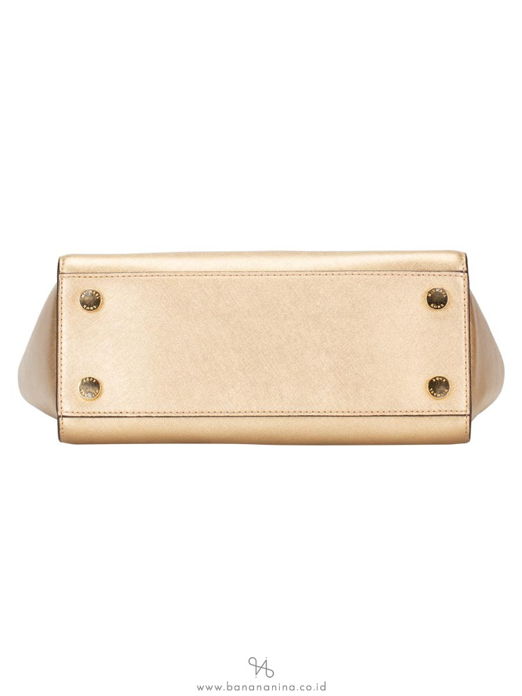 MICHAEL KORS Selma Medium Leather Satchel Pale Gold
