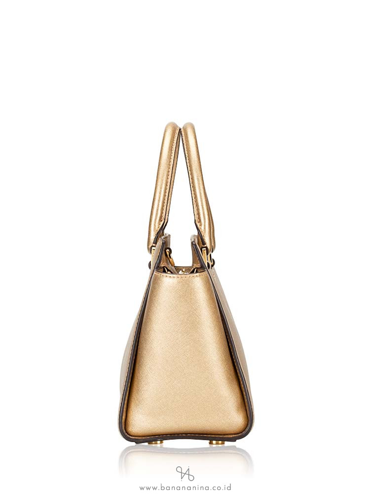 MICHAEL KORS Selma Medium Leather Satchel Pale Gold