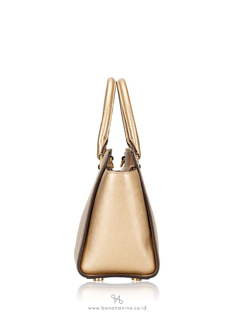 MICHAEL KORS Selma Medium Leather Satchel Pale Gold