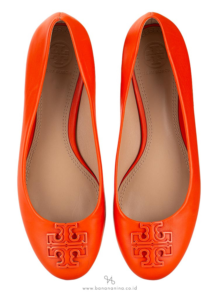 TORY BURCH Powder Coated Melinda Flat Poppy Red Sz 7.5