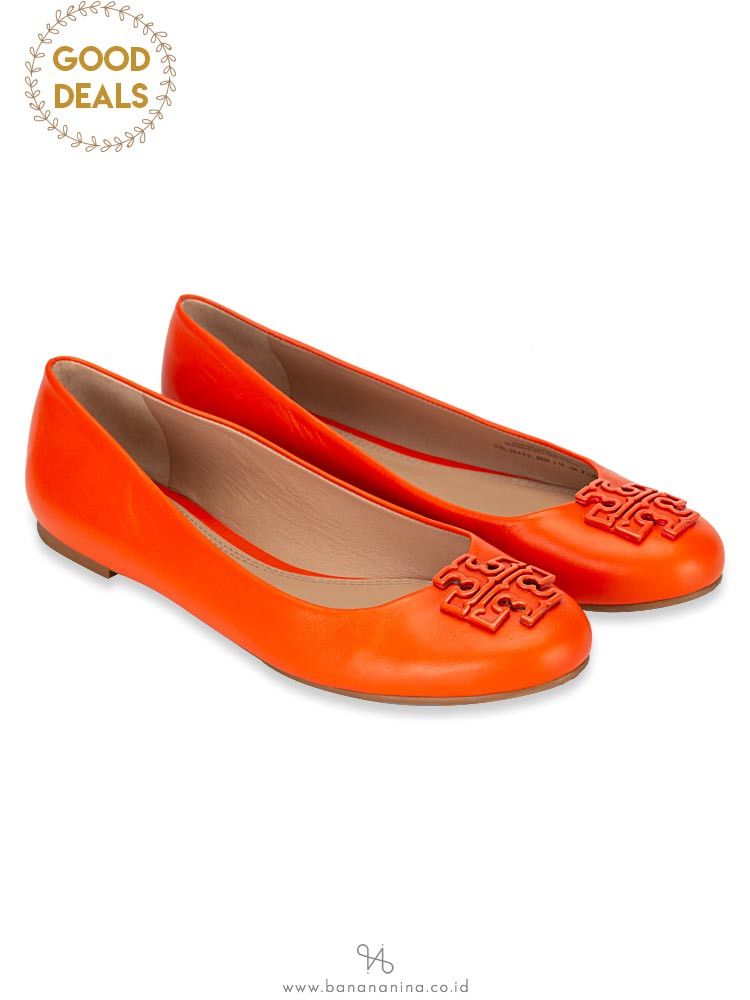 TORY BURCH Powder Coated Melinda Flat Poppy Red Sz 7.5