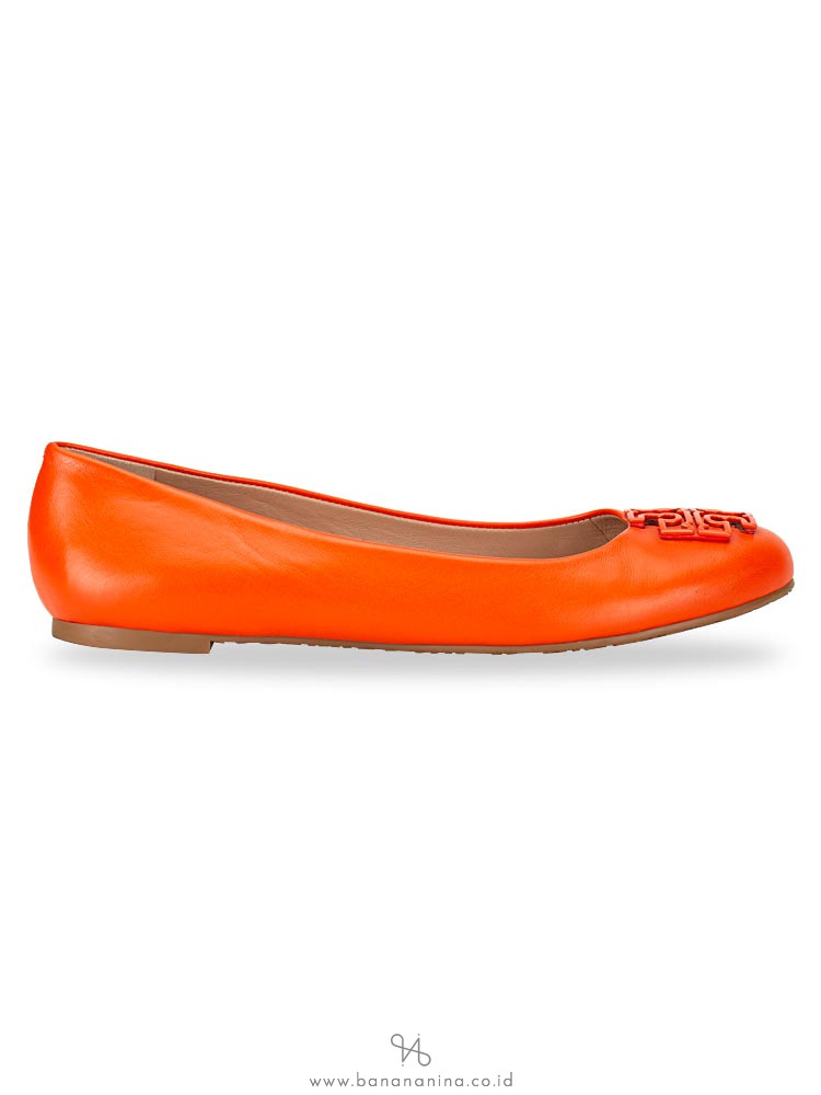 TORY BURCH Powder Coated Melinda Flat Poppy Red Sz 7.5