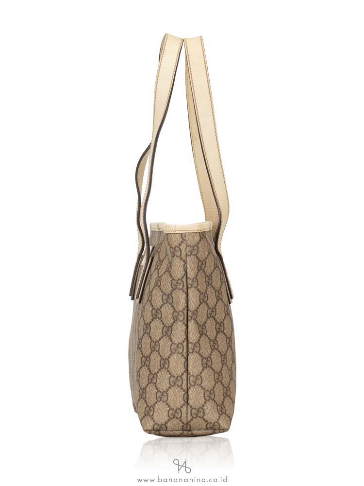 GUCCI GG Plus Small Tote Bag Beige White