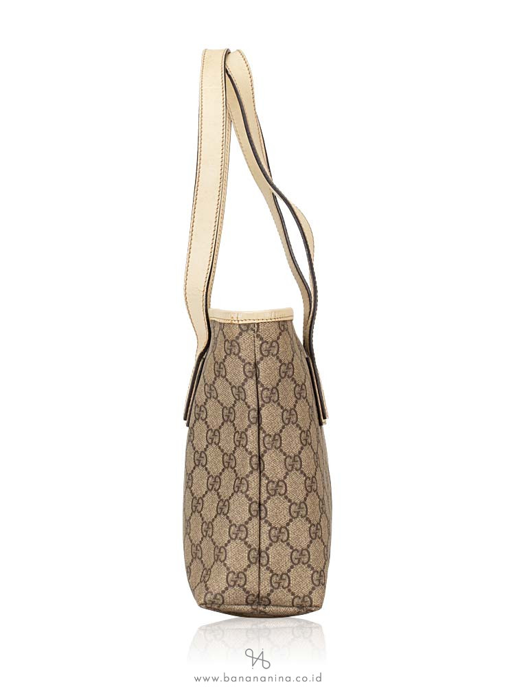 GUCCI GG Plus Small Tote Bag Beige White