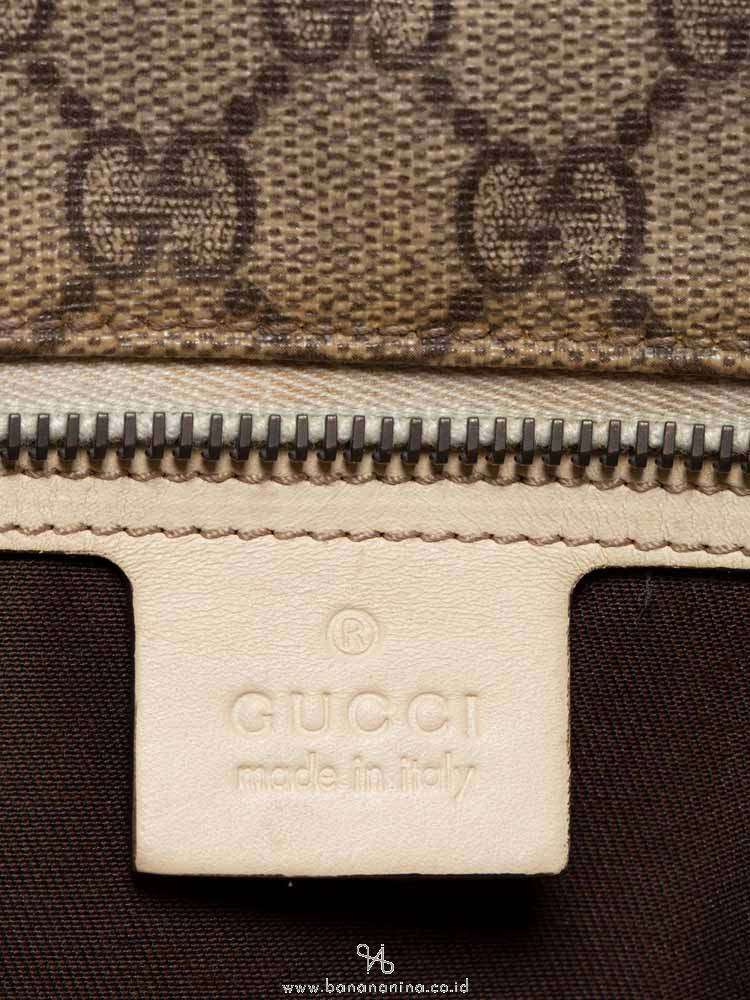 GUCCI GG Plus Small Tote Bag Beige White