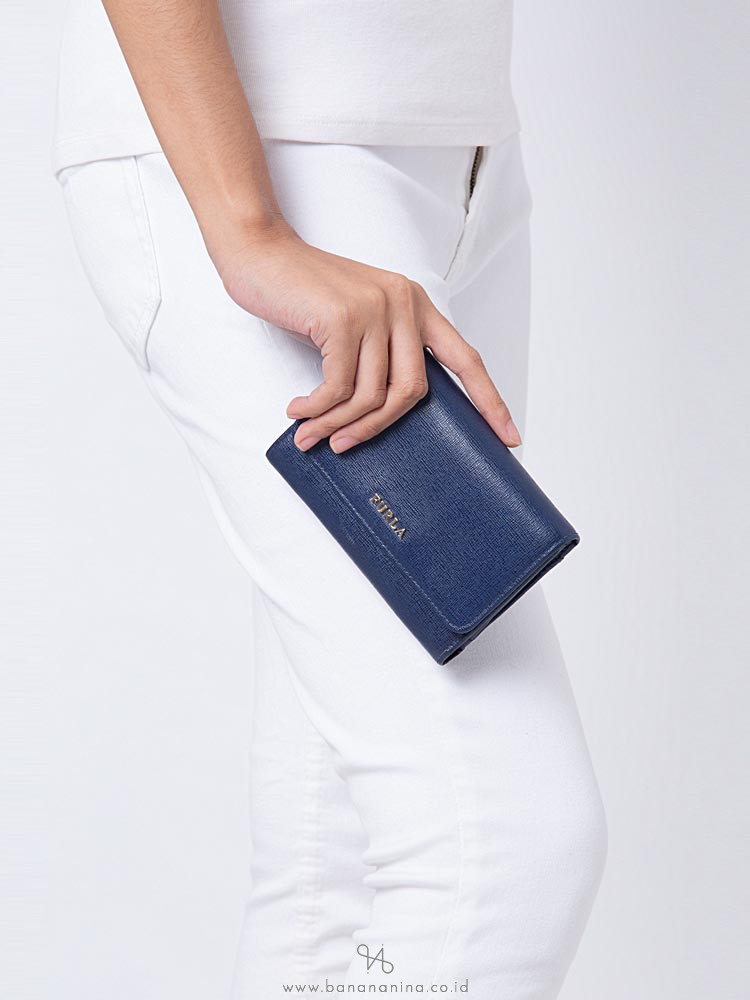 FURLA Babylon Medium Trifold Wallet Navy