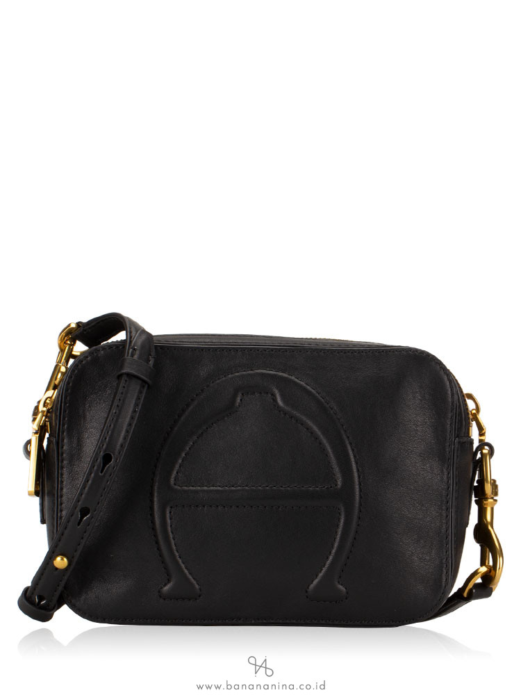 AIGNER Adeline Leather Camera Crossbody Black