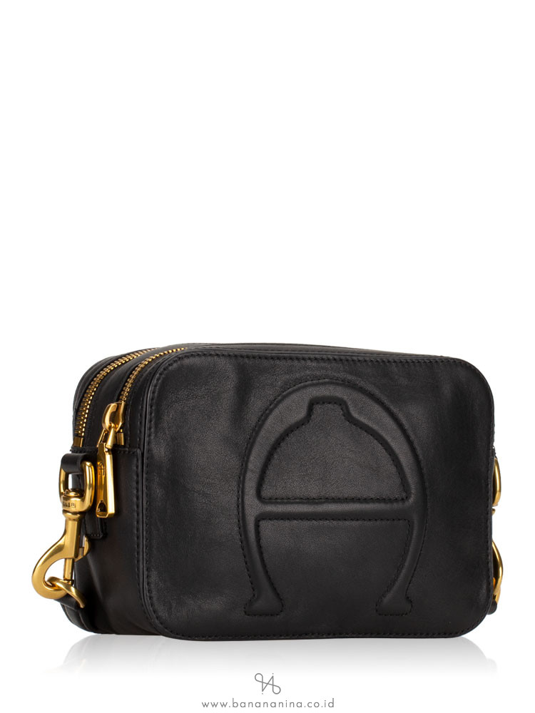 AIGNER Adeline Leather Camera Crossbody Black