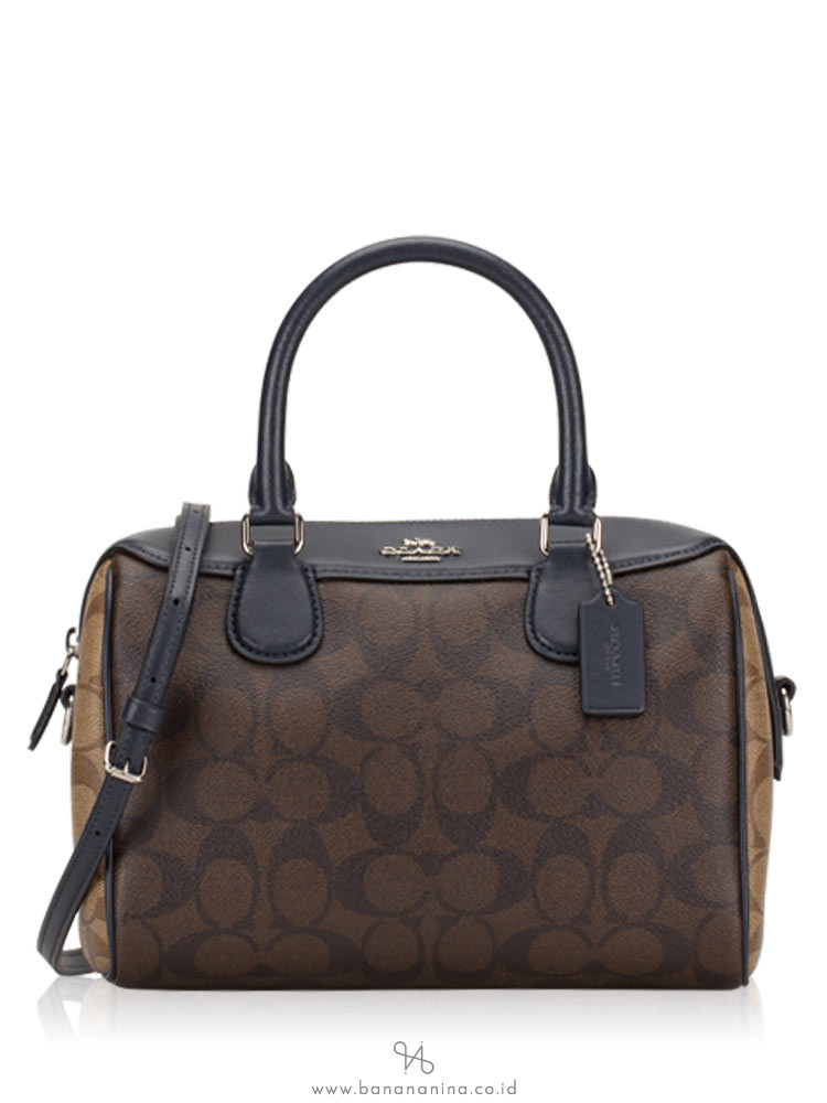 COACH 34279 Signature Blocking Mini Bennet Satchel Brown Midnight