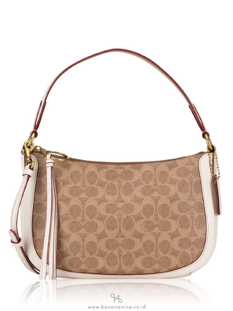 COACH 52577 Signature Sutton Colorblock Satchel Tan Chalk