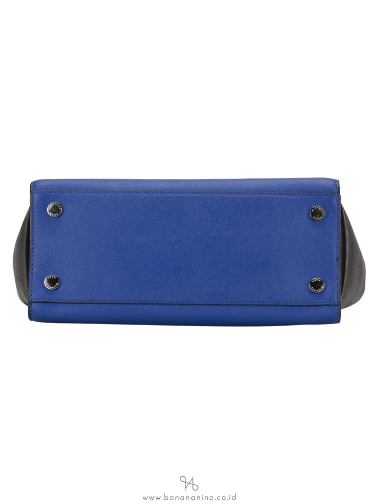 MICHAEL KORS Selma Saffiano Large Satchel Black Blue