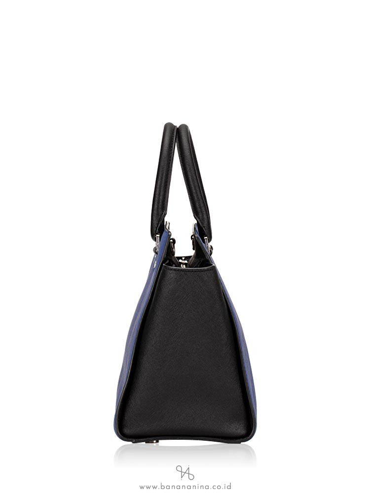 MICHAEL KORS Selma Saffiano Large Satchel Black Blue