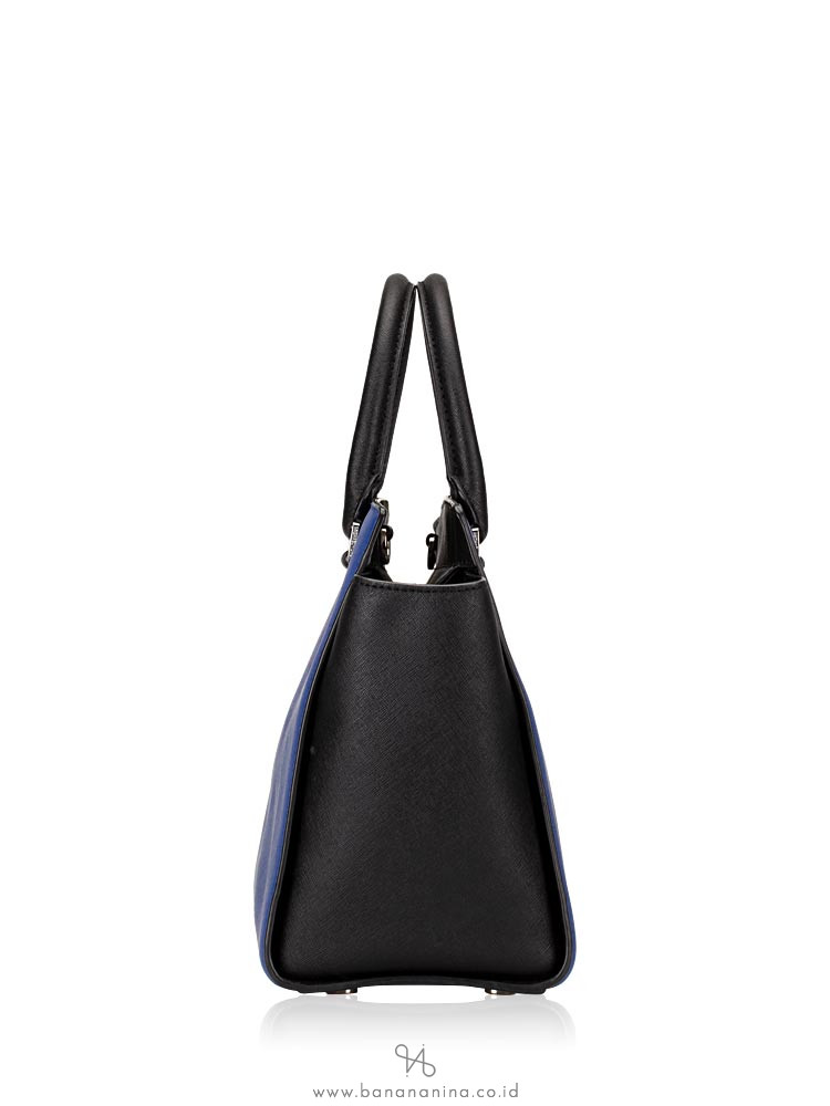 MICHAEL KORS Selma Saffiano Large Satchel Black Blue
