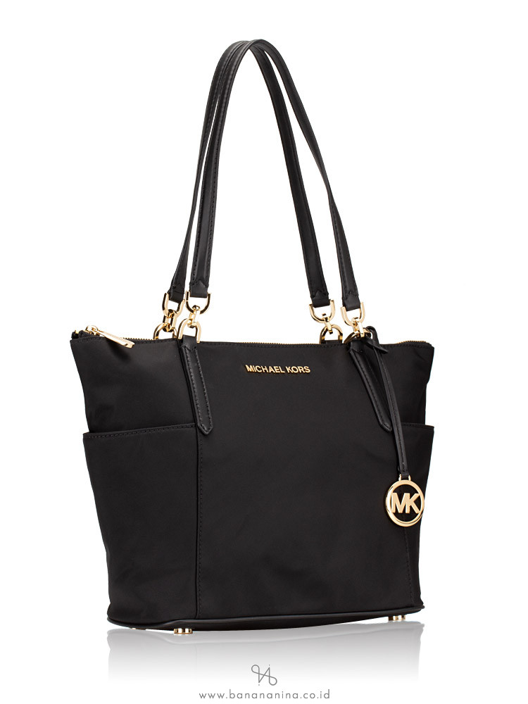 MICHAEL KORS Bedford Nylon Large East West Top Zip Tote Black