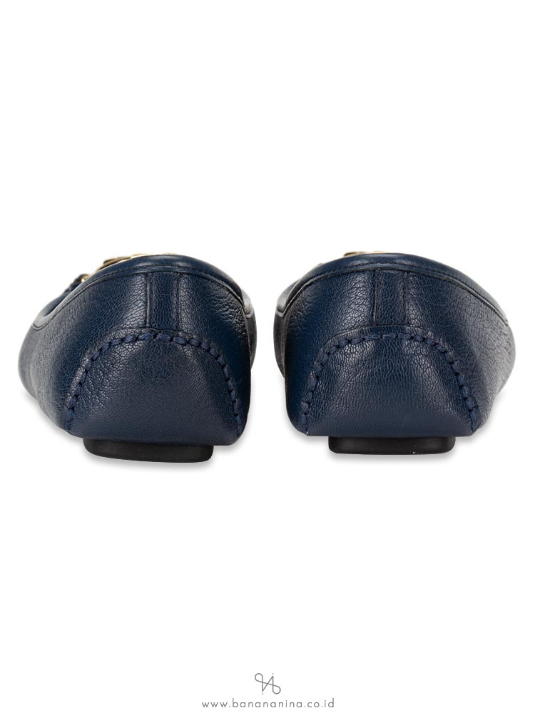 MICHAEL KORS Fulton Leather Flats Navy Gold Sz 8.5