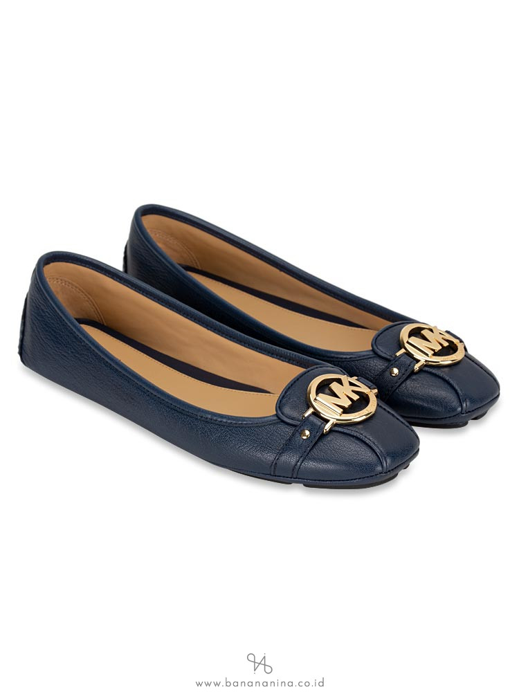 MICHAEL KORS Fulton Leather Flats Navy Gold Sz 8.5