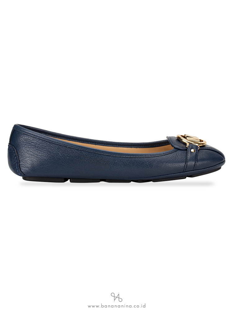 MICHAEL KORS Fulton Leather Flats Navy Gold Sz 8.5