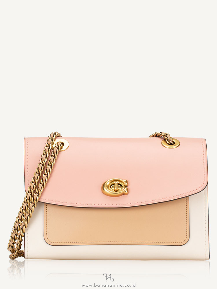 COACH 26851 Colorblock Leather Parker Shoulder Bag Peony Multi