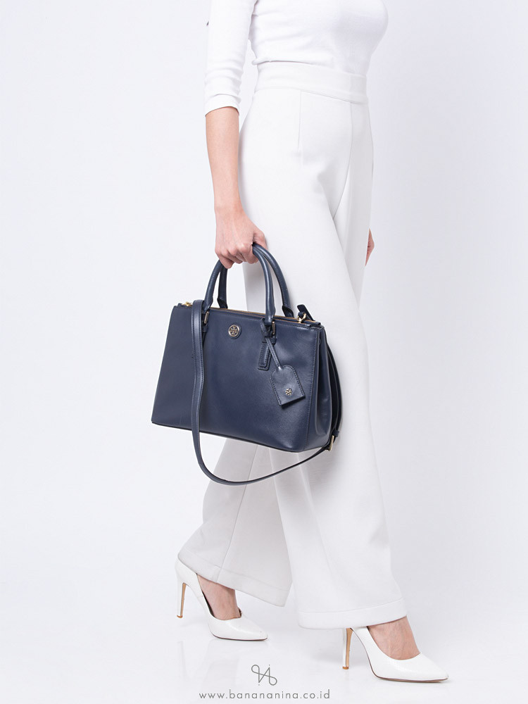 TORY BURCH Robinson Double Zip Tote Navy