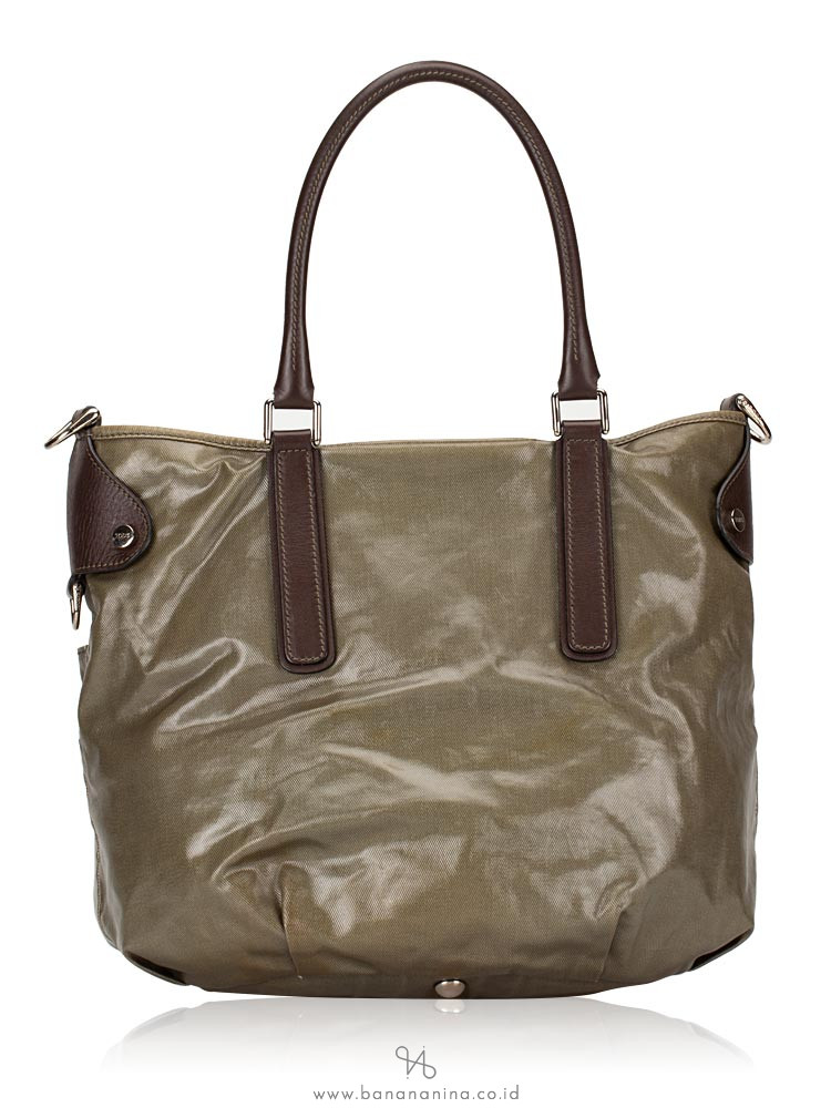 TOD'S G-Line Coated Canvas Easy Sacca Media Green