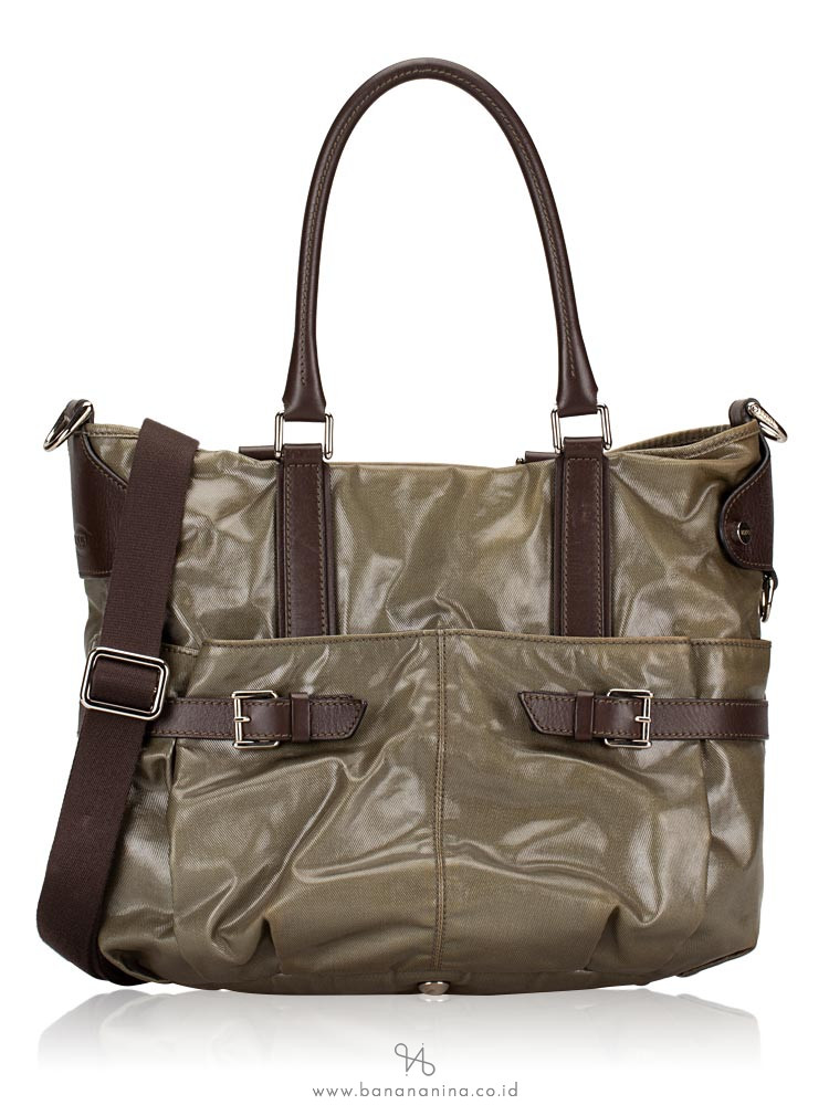TOD'S G-Line Coated Canvas Easy Sacca Media Green