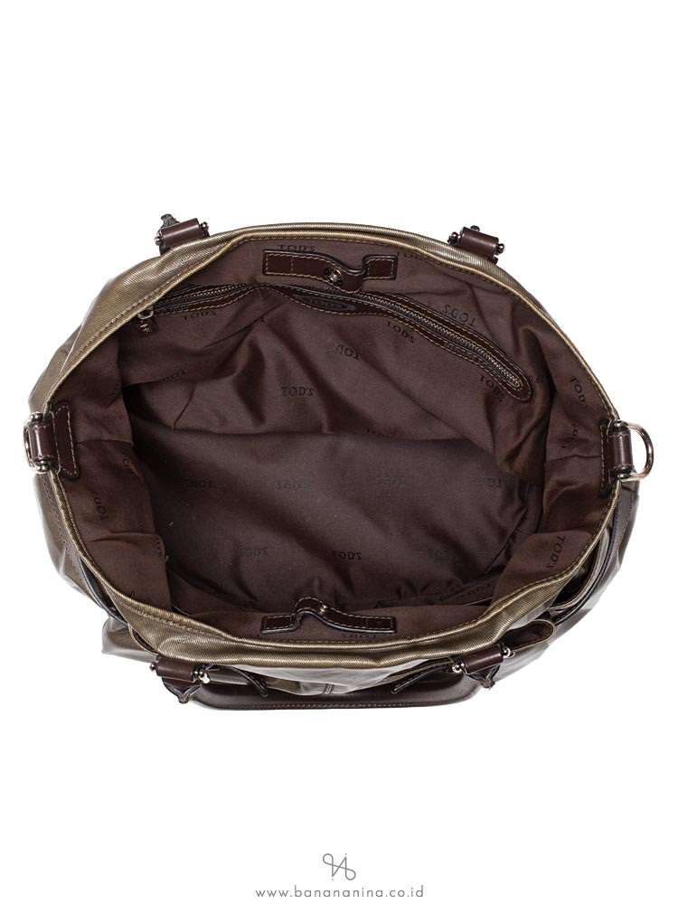 TOD'S G-Line Coated Canvas Easy Sacca Media Green