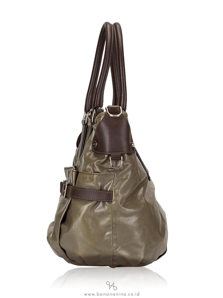 TOD'S G-Line Coated Canvas Easy Sacca Media Green