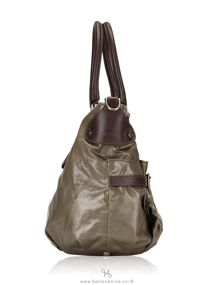 TOD'S G-Line Coated Canvas Easy Sacca Media Green