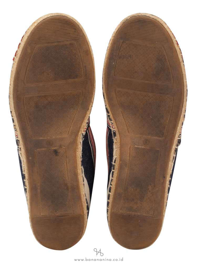 TORY BURCH Colorblock Canvas Espadrille Navy Ruby Sz 6