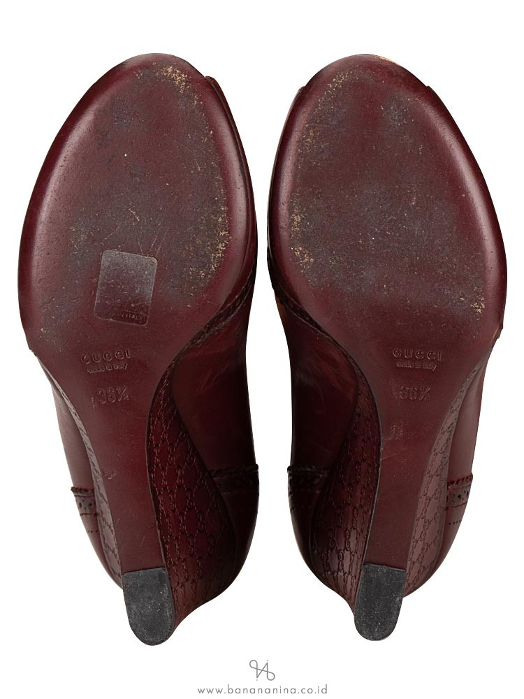 GUCCI Saddle Soft Tamponato Wedges Scarlatto Sz 36.5