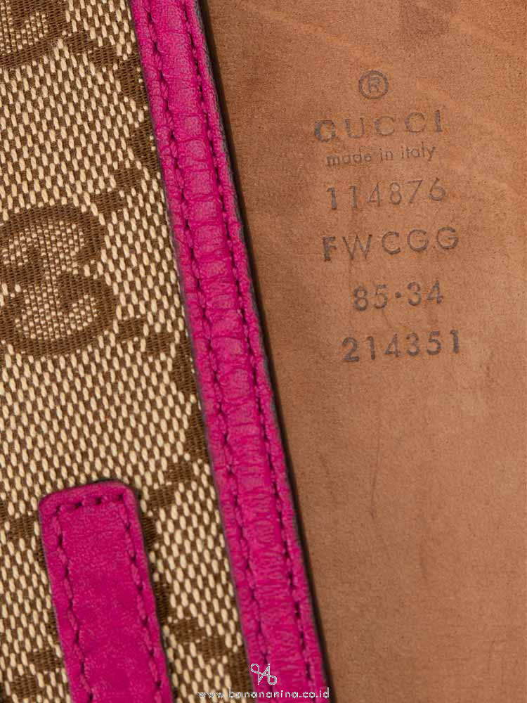 GUCCI Monogram Interlocking G Belt Beige Fuchsia