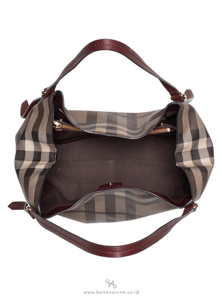 BURBERRY Smoked Check Small Canterbury Tote Brown
