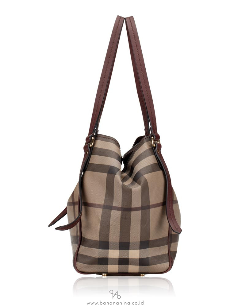 BURBERRY Smoked Check Small Canterbury Tote Brown