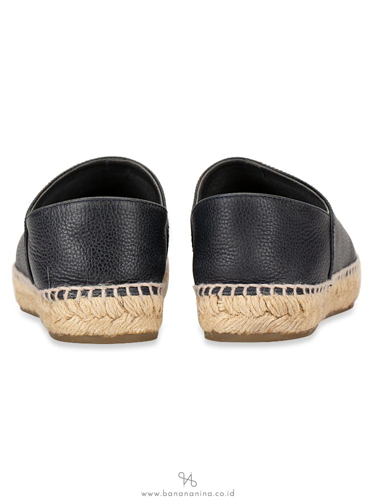 CHANEL Cap Toe Monochrome Leather Espadrilles Navy Black Sz 38