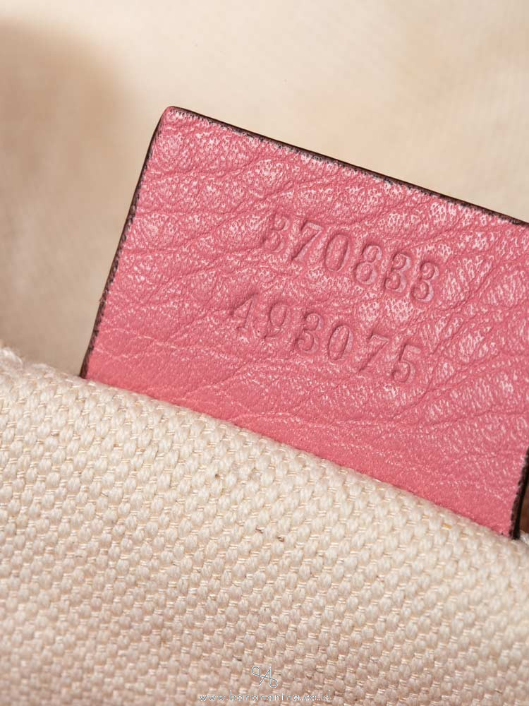 GUCCI Pebbled Leather Bamboo Backpack Pink