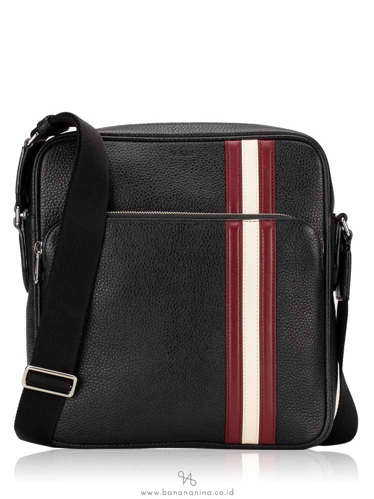BALLY Men Sorel Grained Calf Leather Crossbody Black