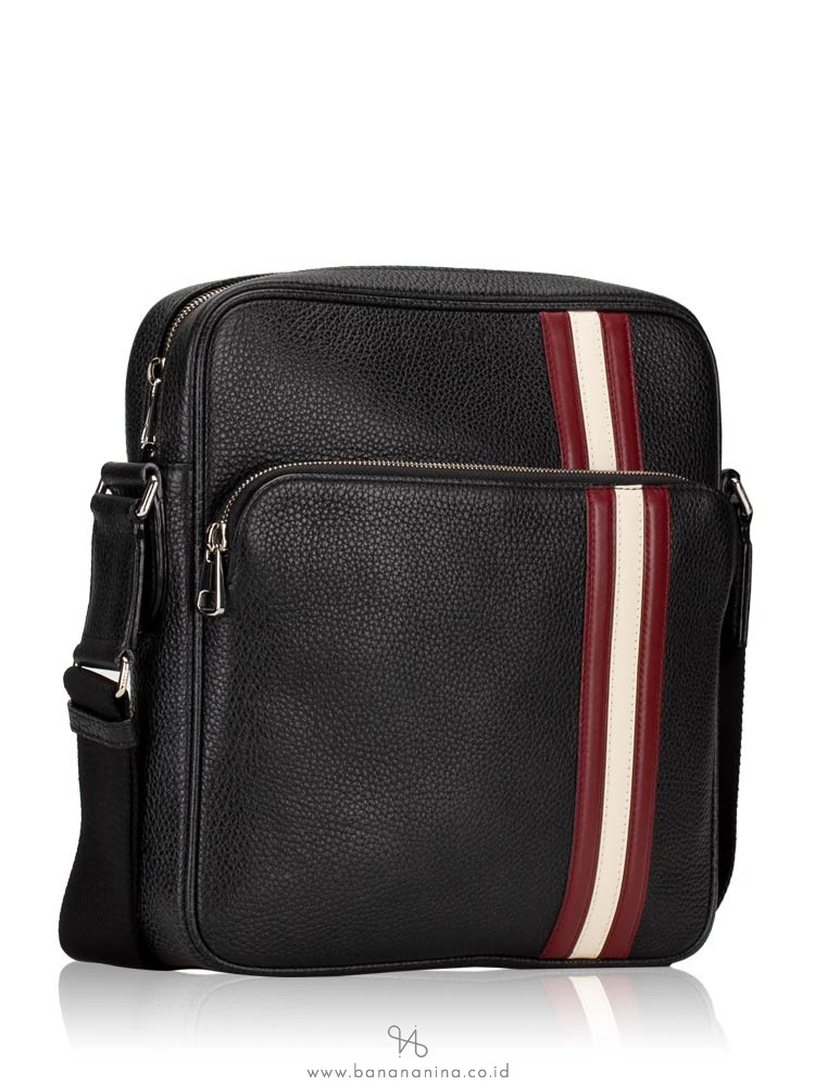 BALLY Men Sorel Grained Calf Leather Crossbody Black