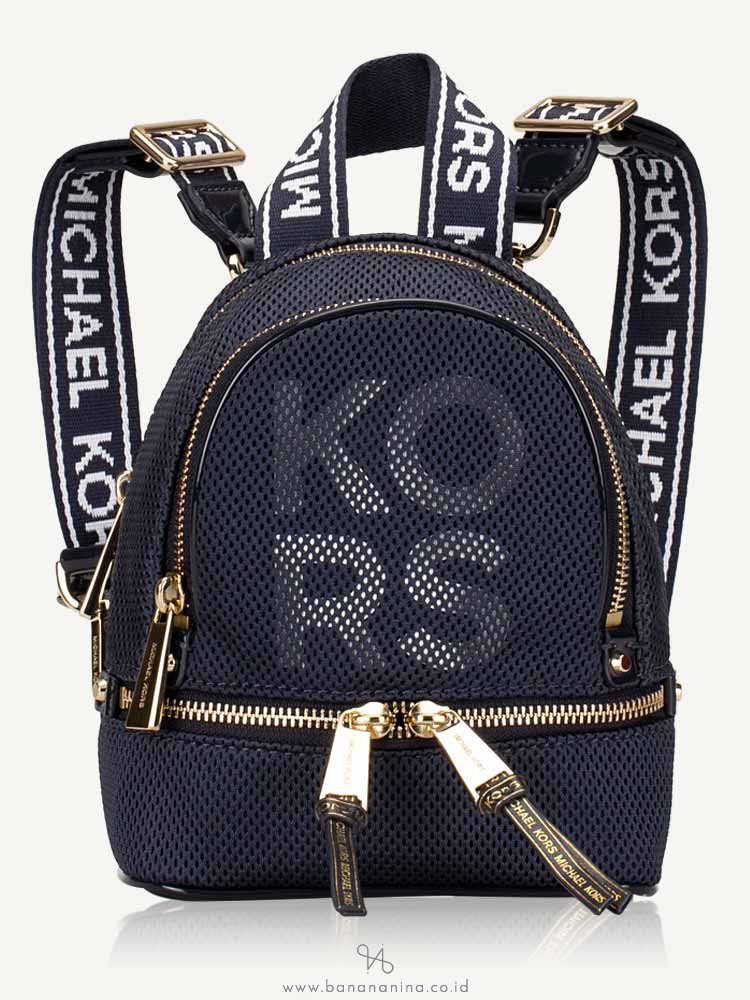MICHAEL KORS Rhea Mesh XS Zip Backpack Admiral Optic White