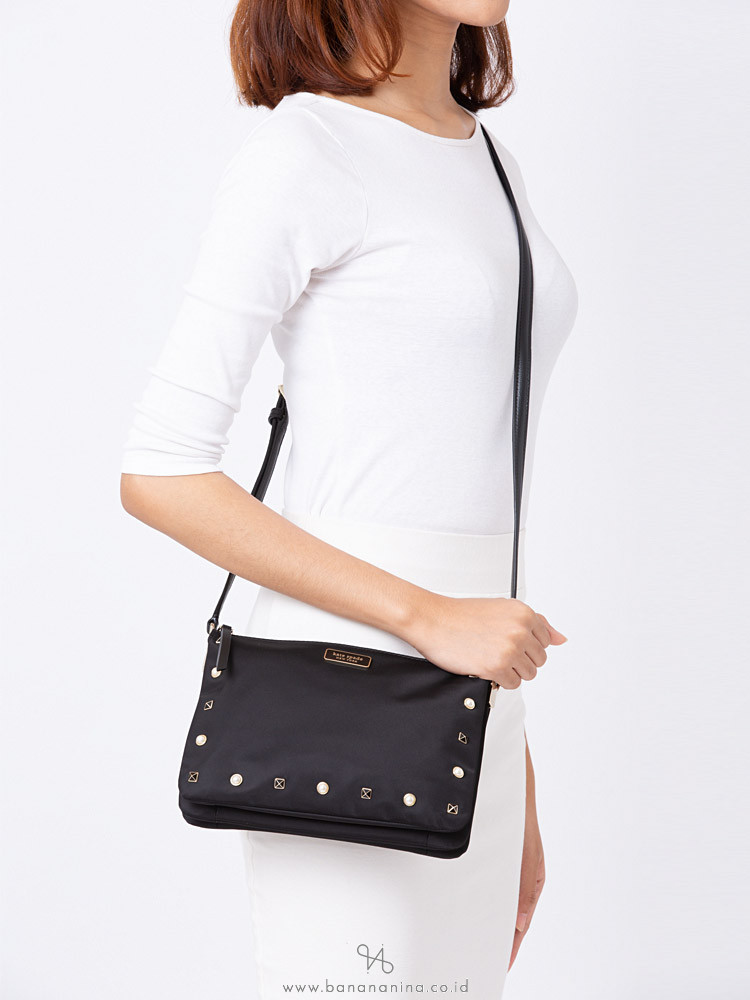 KATE SPADE Dawn Studded Triple Gusset Crossbody Black