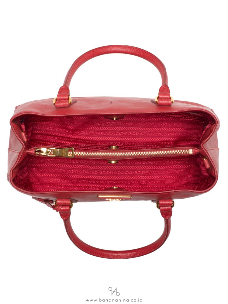 PRADA BN1874 Saffiano Lux Satchel Fuoco