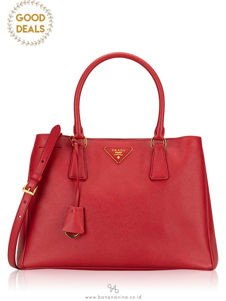 PRADA BN1874 Saffiano Lux Satchel Fuoco