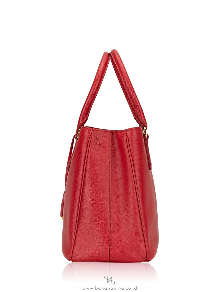 PRADA BN1874 Saffiano Lux Satchel Fuoco