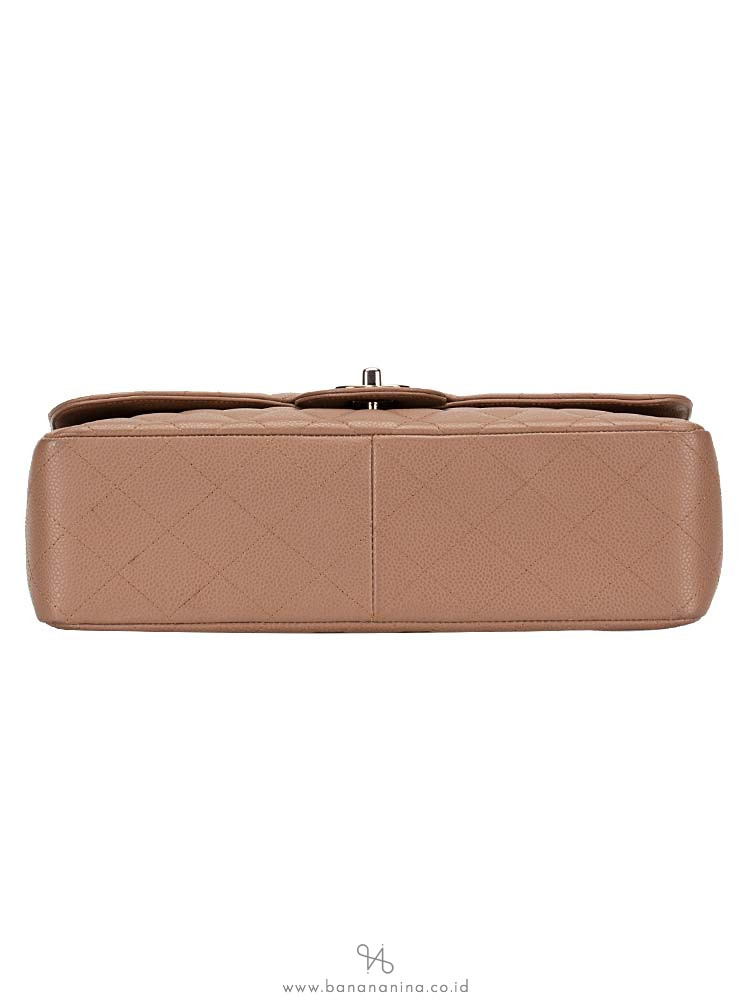 CHANEL Caviar Quilted Jumbo Classic Flap Bag Taupe