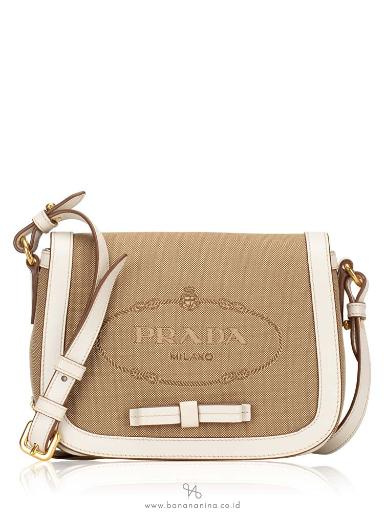PRADA 1BD190 Logo Jacquard Flap Crossbody Corda Talco