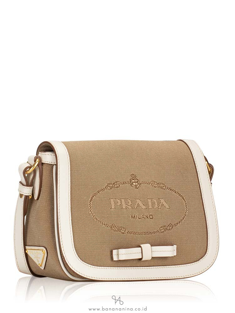 PRADA 1BD190 Logo Jacquard Flap Crossbody Corda Talco