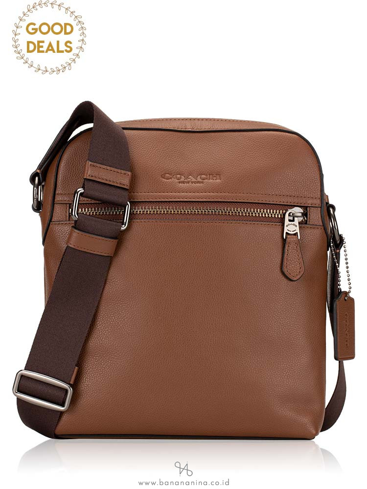 COACH Men 68014 Houston Leather Flight Bag Saddle
