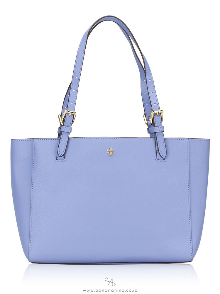 TORY BURCH Emerson Small Buckle Tote Bow Blue