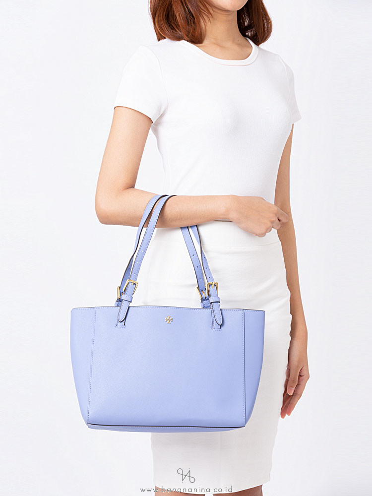 TORY BURCH Emerson Small Buckle Tote Bow Blue
